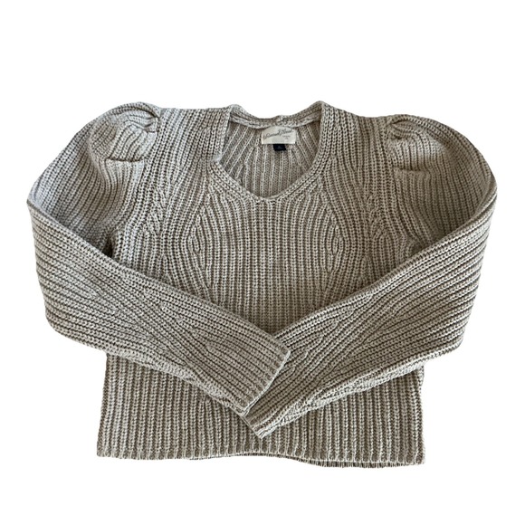 Universal Thread Sweaters - Universal Thread XS Cropped Chunky Cable Knit Sweater Puffed Sleeves Pullover